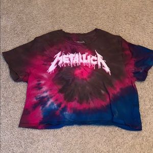 Tie dye Metallica crop top